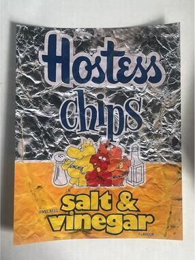 Hostess Chips Salt & Vinegar Paper Reprint  8.5x11 Vintage Style Crumpled Bag